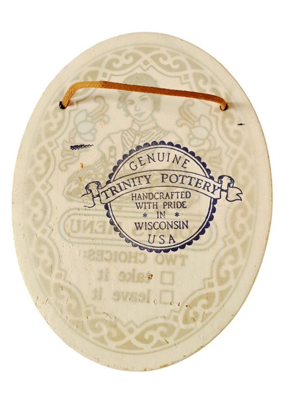 Trinity Pottery Handmade Oval Hanging Wall Plaque "Today's Menu" Kitchen - Picture 4 of 6